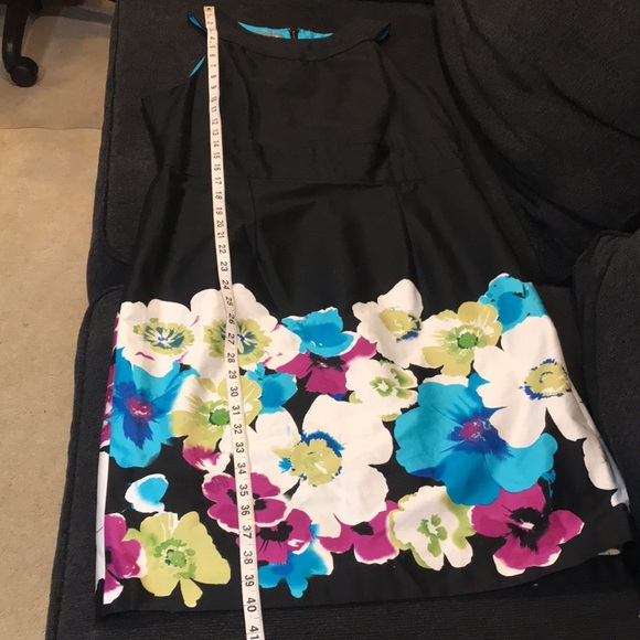 NWT Muse Womens Black Cotton Blend Floral Detailing Sheath Dress- Size 14 - Picture 13 of 13